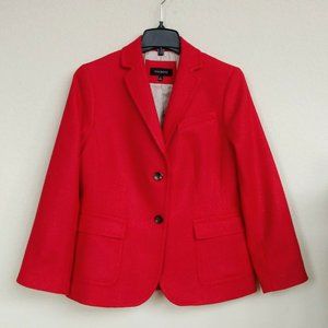 Red Wool Blend Blazer Jacket